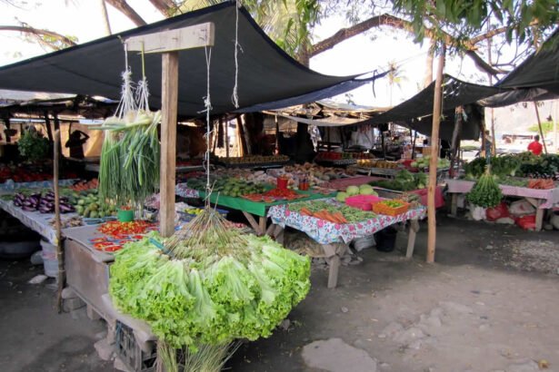 Vegetable market stalls in Dili, Timor-Leste