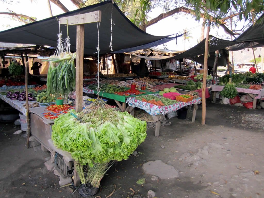 Vegetable market stalls in Dili, Timor-Leste