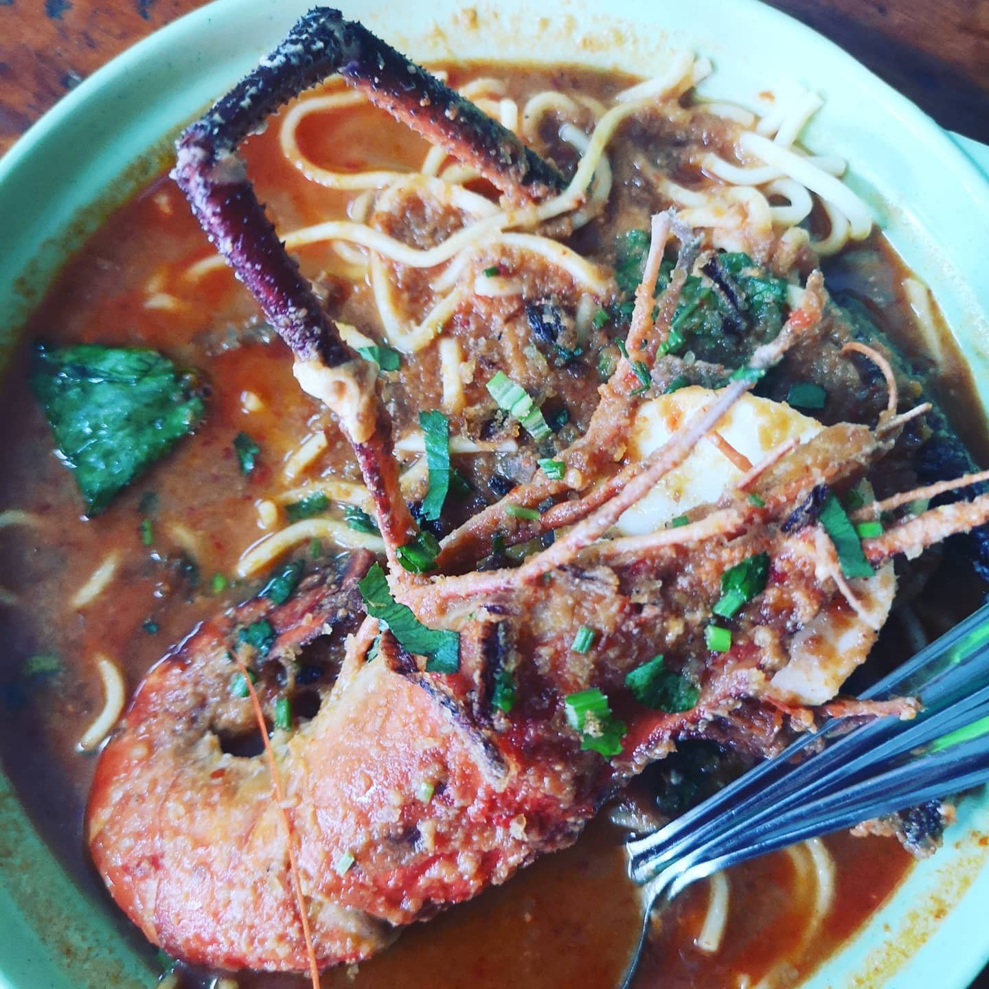 Mee bandung Muar berkuah merah bersama udang