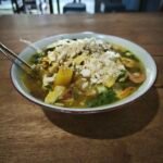 Bowl of Soto Lamongan with chicken and koya in Palangka Raya